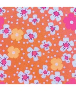 Coupon Coton Enduit Fleurs Des îles Rose Sables