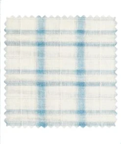 Voile De Coton Carreaux Bleu Blanc