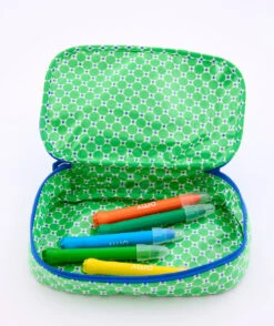 Grande Trousse à Crayons Mimoun Vert -Petit Pan Soldes Magasin Grande trousse a crayons Mimoun vert ouverte 640 610 537