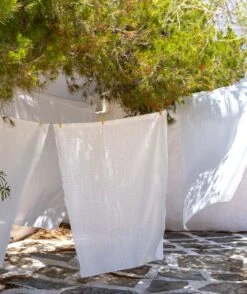 Voile De Coton Carreaux Blanc